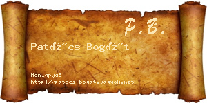 Patócs Bogát névjegykártya